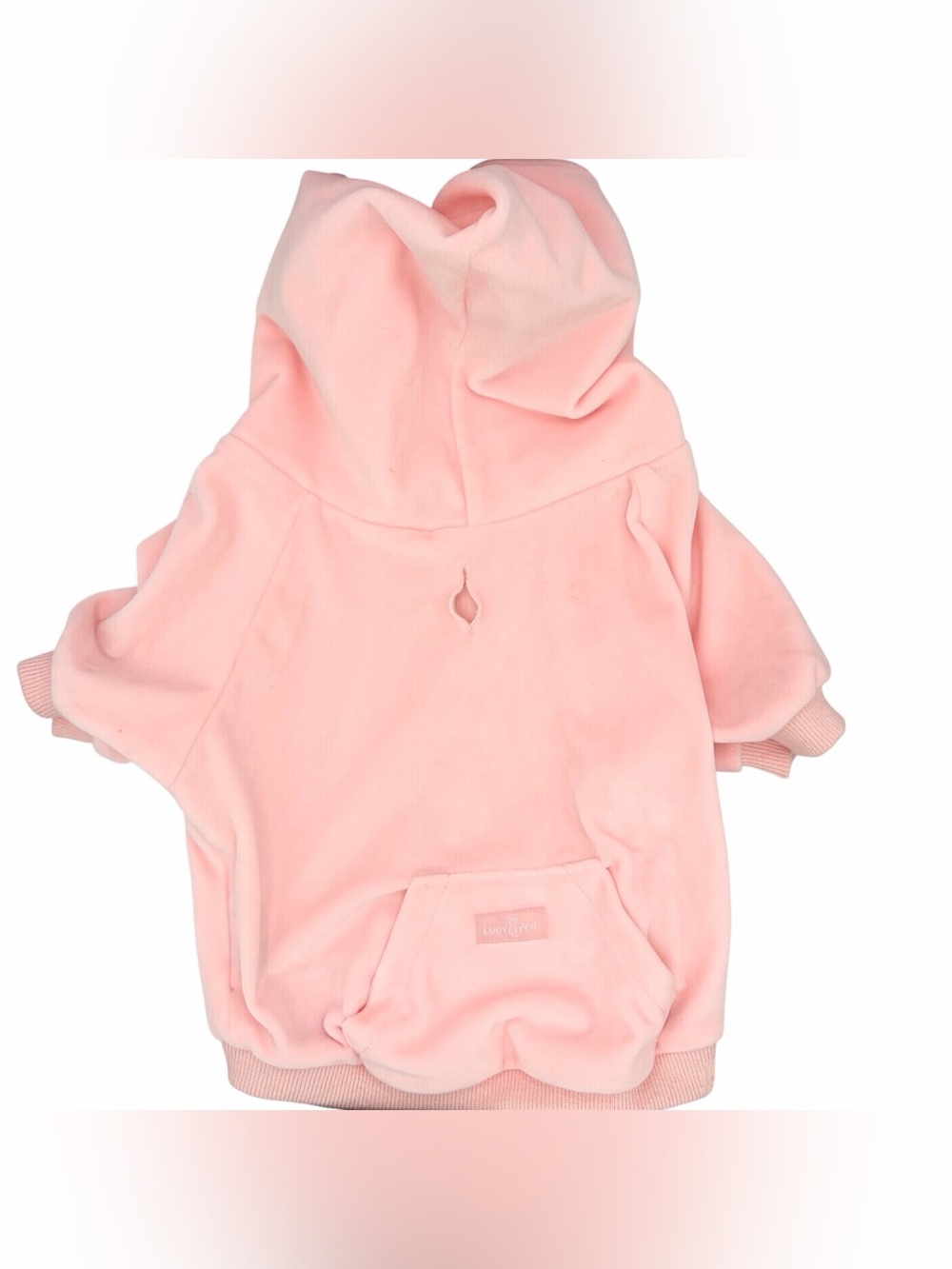 Lucy & Co. Light Baby Pastel Pink Velour Hooded Pet Sweatshirt